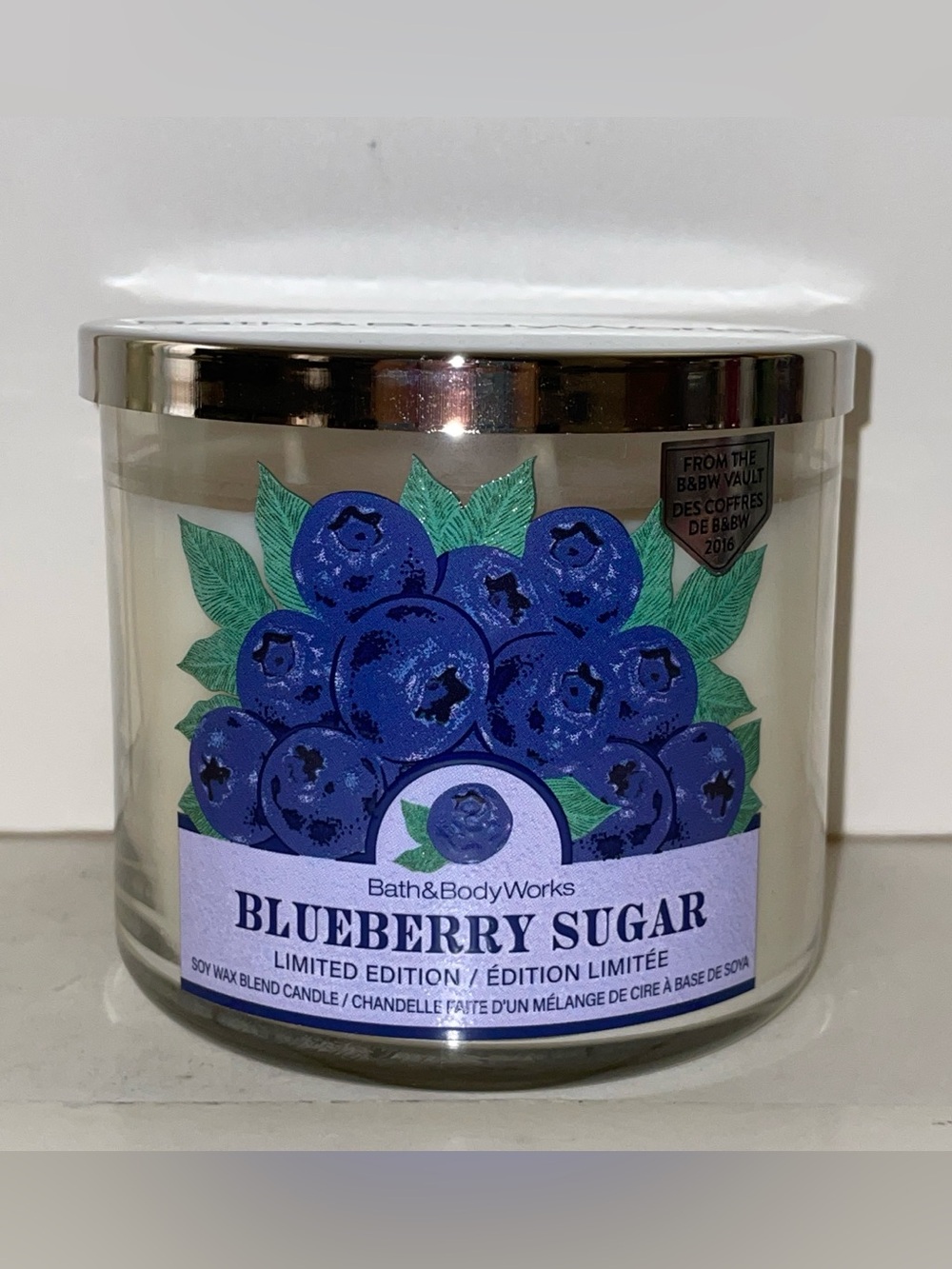 Bath & Body Works Blueberry Sugar Scented Candle 3 Wick New